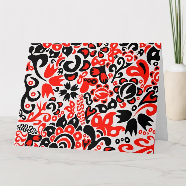 Blommönster av ukrainsk folkkonst kort (Framsida)