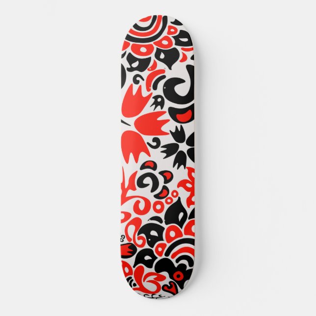 Blommönster av ukrainsk folkkonst mini skateboard bräda 18,5 cm (Framsida)