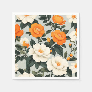 Blommönster av vintage med Orange-blommor Pappersservett