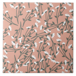 Blommönster av vit Rosa och Grönt Kakelplatta