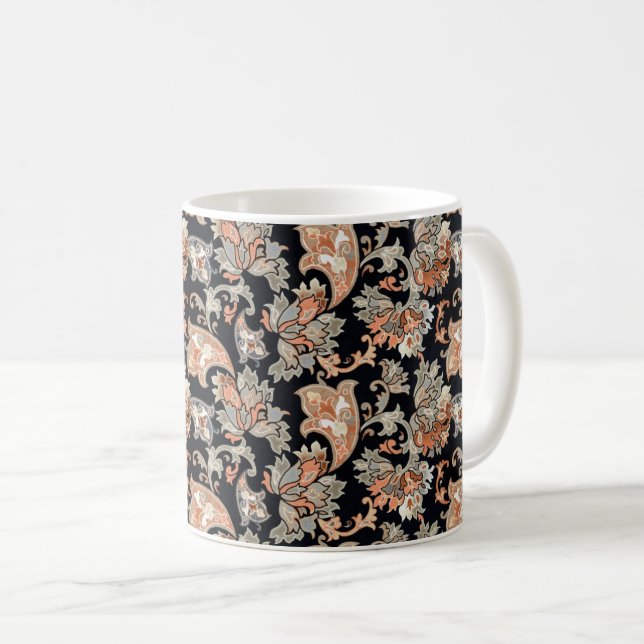 Blommönster Bakgrund, botaniska växtarter Kaffemugg (Framsida höger)