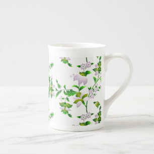 Blommönster Benporslin Mugg