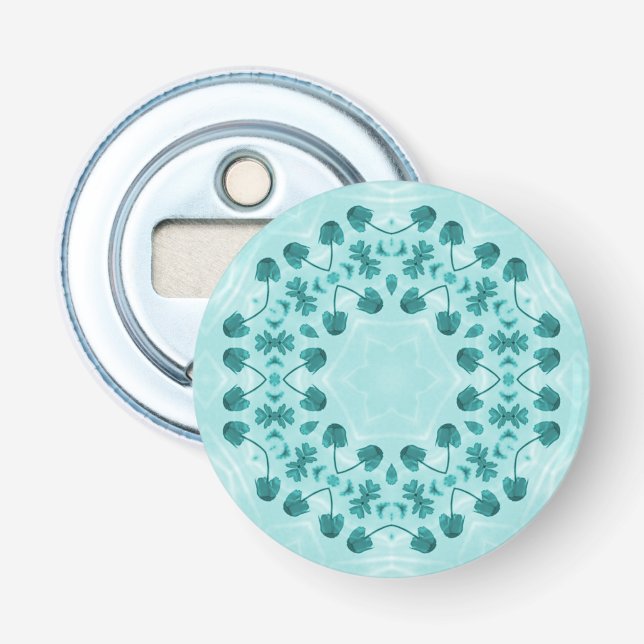 Blommönster, blått flasköppnare (Framsidan)