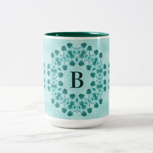Blommönster, blått initialt Två-Tonad mugg