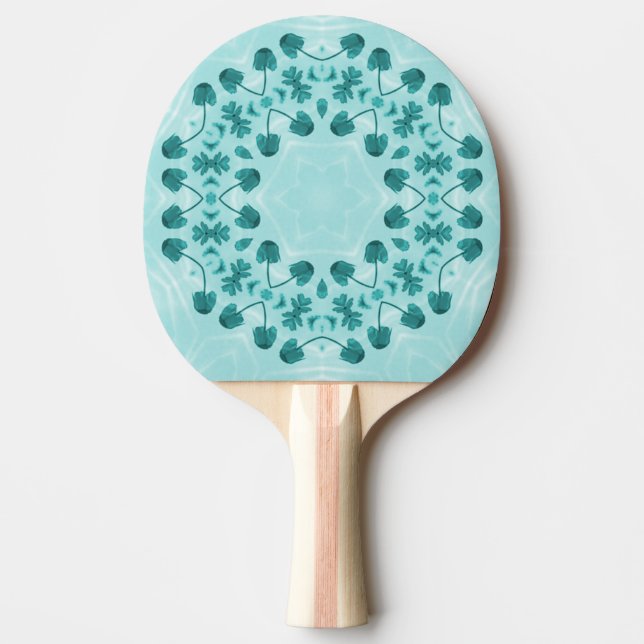 Blommönster, blått pingisracket (Framsidan)