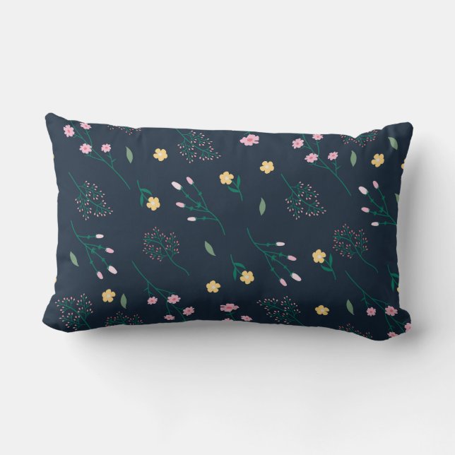 Blommönster blomma 13 x 21 tum lumbarkudde (Baksida)