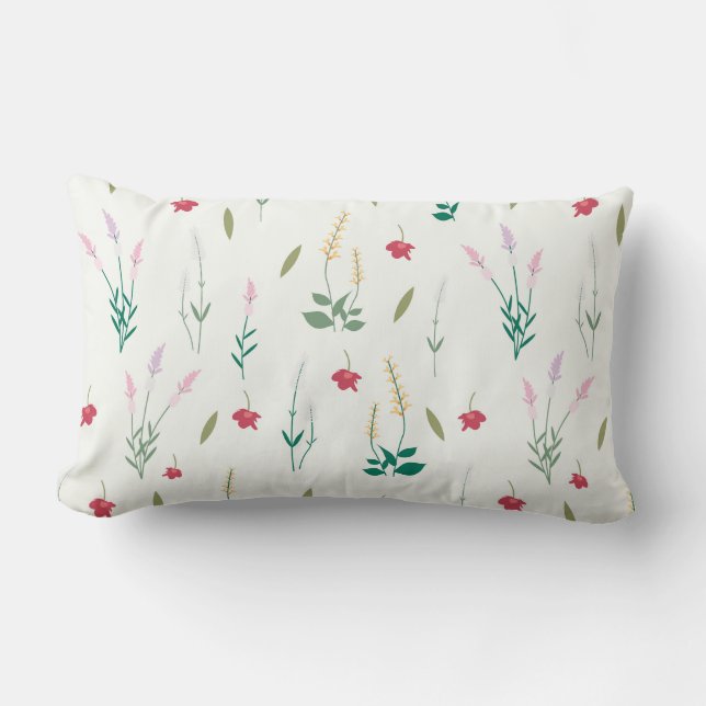 Blommönster blomma 13 x 21 tum lumbarkudde (Framsida)