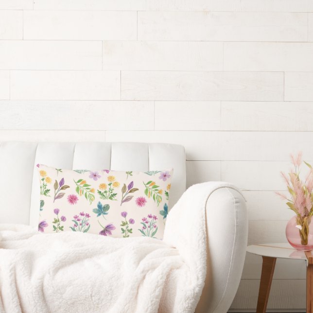 Blommönster blomma 13 x 21 tum lumbarkudde (Soffa)