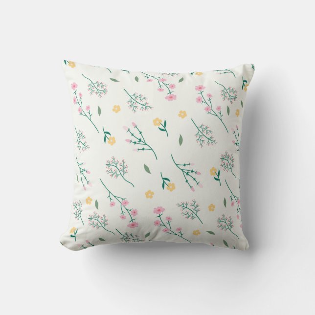 Blommönster blomma 16 tum x 16 tum kudde (Framsida)