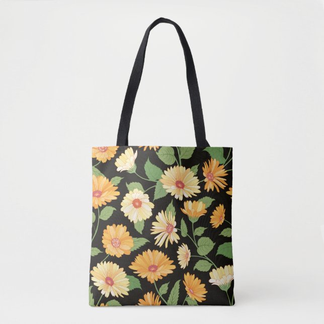 Blommönster. Blommarigold, sömlös bakgård Tygkasse (Framsida)
