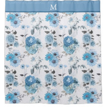 Blommönster Blue Gräns Monogram