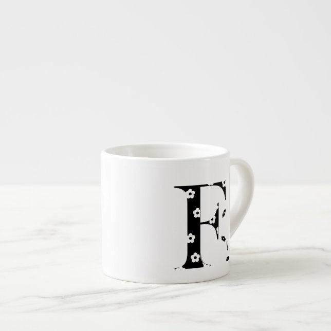 Blommönster Bokstav F Espressomugg (Framsida höger)