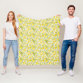 Blommönster Butterkoppsblommor Fleecefilt
