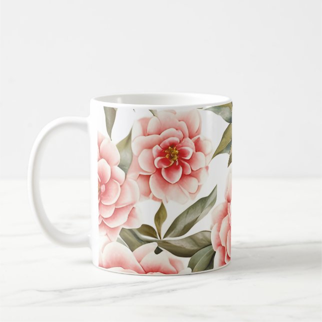 Blommönster Camellia Flowers Kaffemugg (Vänster)