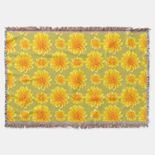 Blommönster Chrysanthemum Flowers Filt (Framsidan)
