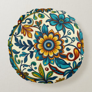 Blommönster Cushion for the Living Room Rund Kudde