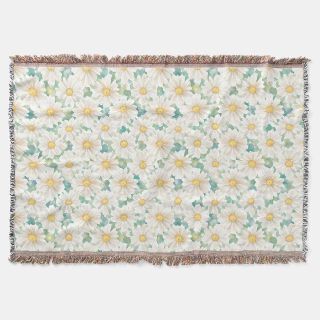 Blommönster Daisy Flowers Filt (Framsidan)