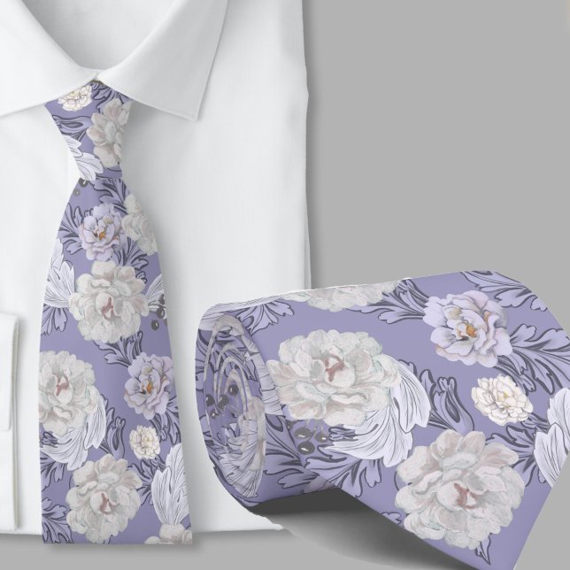 Blommönster Dammt blå Stora blommor slips (Skapare uppladdad)