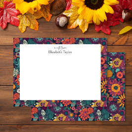 Blommönster, ett golvhus av färgblommor anteckningskort