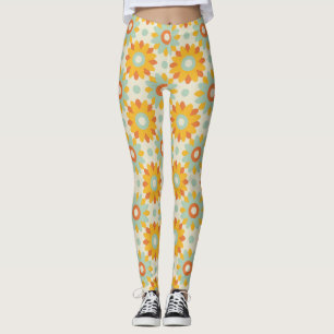 blommönster färgglada vilda blommor abstrakt leggings