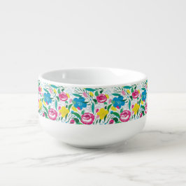 Blommönster Färgrik bukett Tulpaner Rosor. Soppmugg