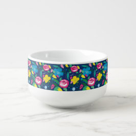 Blommönster Färgrik bukett Tulpaner Rosor. Soppmugg