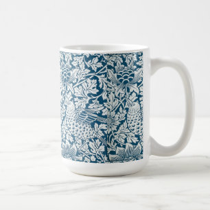 Blommönster Flowers Löv Birds Blue Kaffemugg