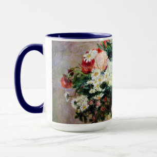 Blommönster Flowers Red Rosa White Foliage Mugg