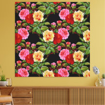 Blommönster Flowers Ro Red Rosa Gult Grönt