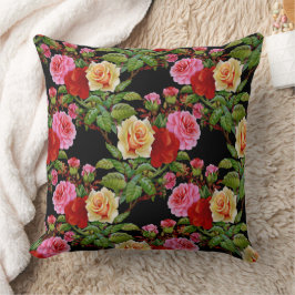 Blommönster Flowers Ro Red Rosa Gult Grönt Kudde