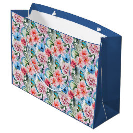 Blommönster Foliage Flowers Grönt Blue