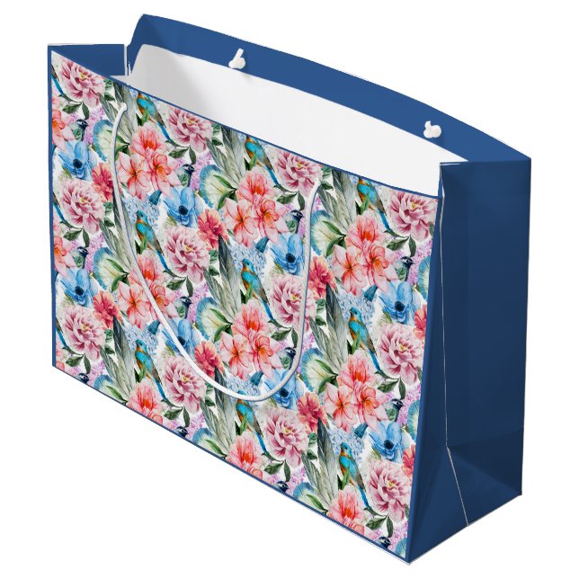 Blommönster Foliage Flowers Grönt Blue (Baksidan Vinklad)