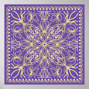 blommönster för abstrakt. geometri, mandaladesign poster