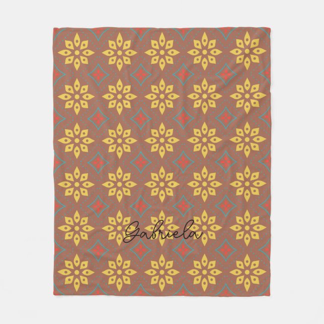 Blommönster för abstrakt med geometriska detaljer fleecefilt (Framsidan)