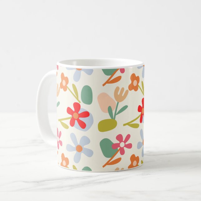 Blommönster för  av Abstrakt Tittar coola Kaffemugg (Framsida vänster)