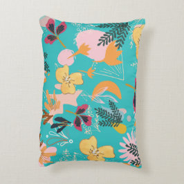 Blommönster för blå abstrakt prydnadskudde