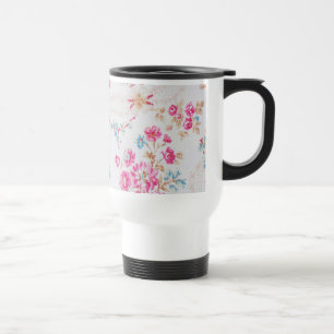 Blommönster för blått för rosor för vintageel resemugg