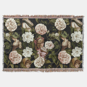 Blommönster för blomma för vintagedam Retro Mysfilt