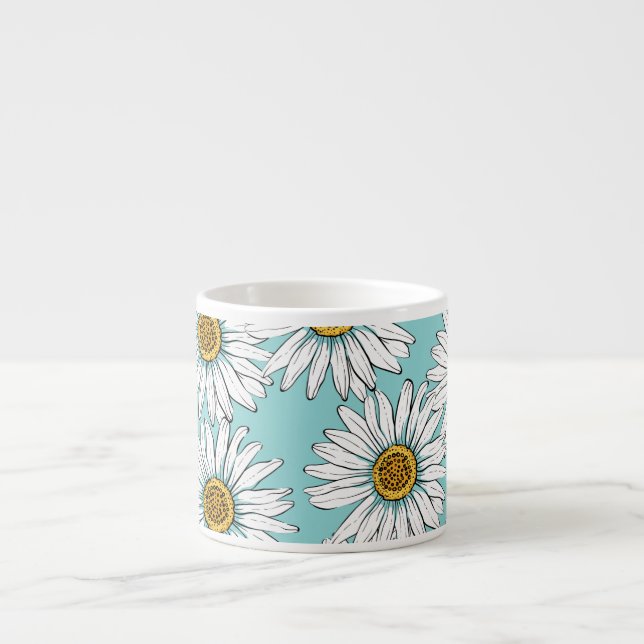 Blommönster för Daisy av blå Vintage Espressomugg (Framsidan)