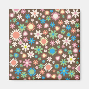 Blommönster för daisy av ljusbrun vintage magnet