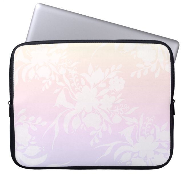 blommönster för elegant i pastel färg laptop fodral (Framsidan)