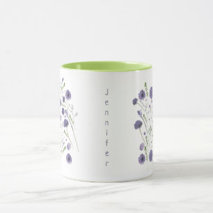 Blommönster för elegant Lila Grönt Mugg