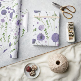 Blommönster för elegant Lila Grönt Presentpapper