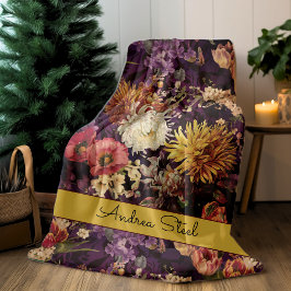 blommönster för elegant lila gult fleecefilt