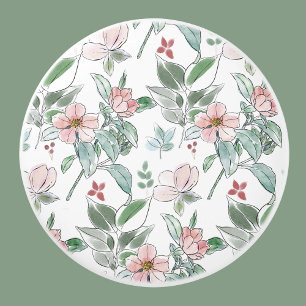 Blommönster för elegant Sage Grönt och Rosa Knopp