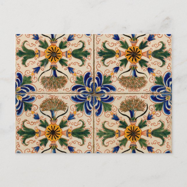 Blommönster för färgad MedelhavsmedelVintage Helg Vykort (Framsida)
