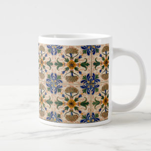 Blommönster för färgad MedelhavsmedelVintage Jumbo Mugg