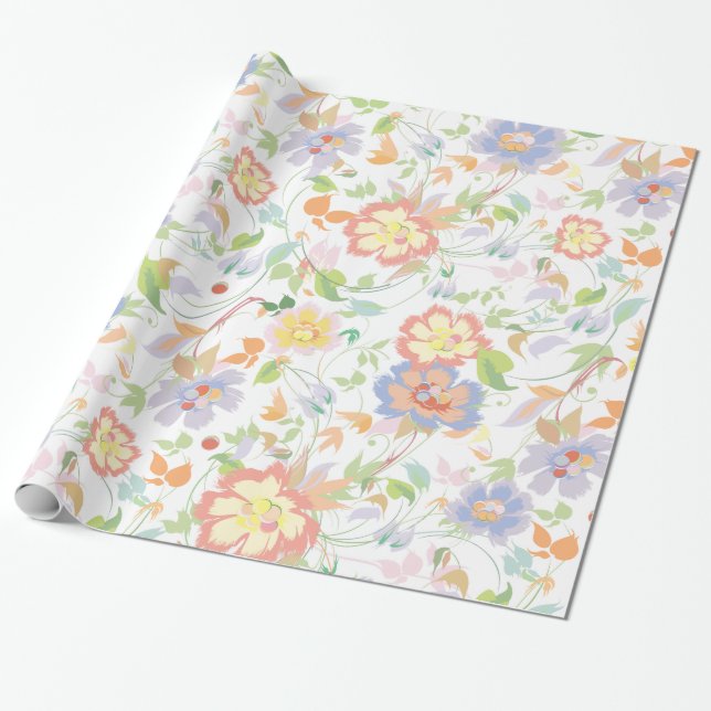Blommönster för färgat lagringsutrymme presentpapper (Utrullad)