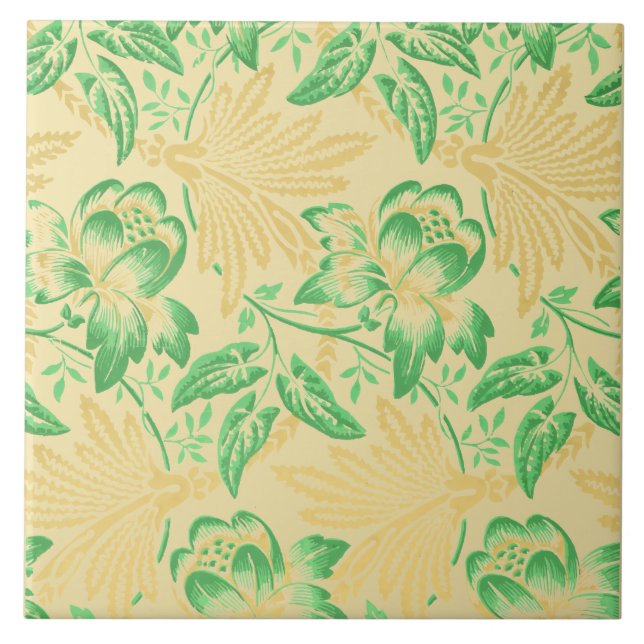 Blommönster för Fransk av antika morgonglas Skriv  Kakelplatta (Framsidan)