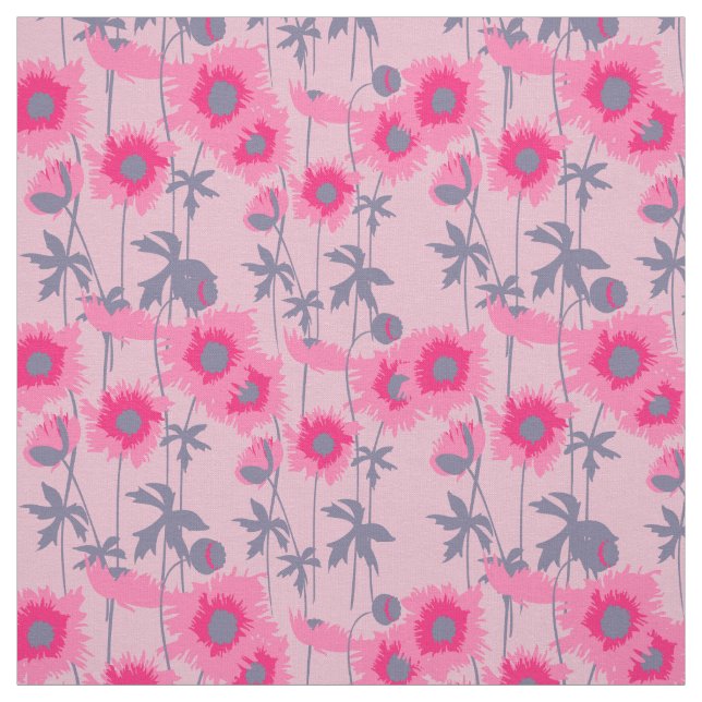 Blommönster för grafik rosa-disketter tyg (Provkarta)